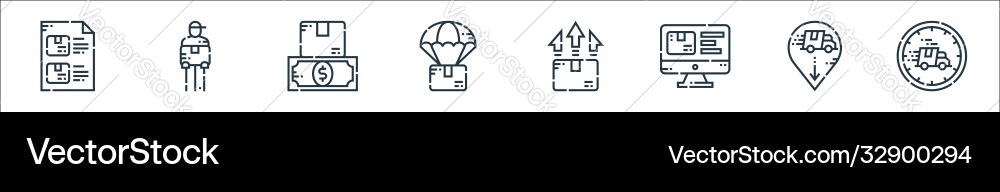 Delivery line icons linear set quality Delivery line icons linear set quality vector image