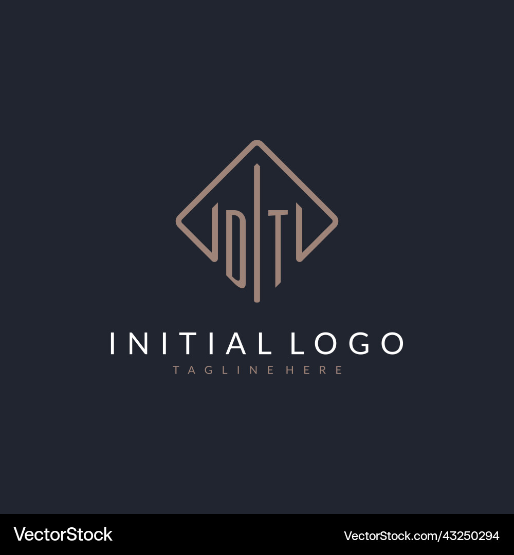 Dt initial logo with curved rectangle style design Dt initial logo with curved rectangle style design Vector Image