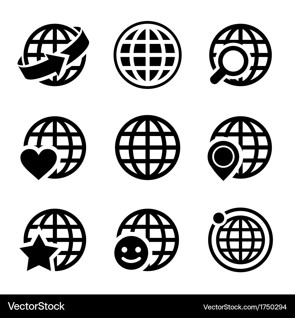 Globe earth icons set Royalty Free Vector Image