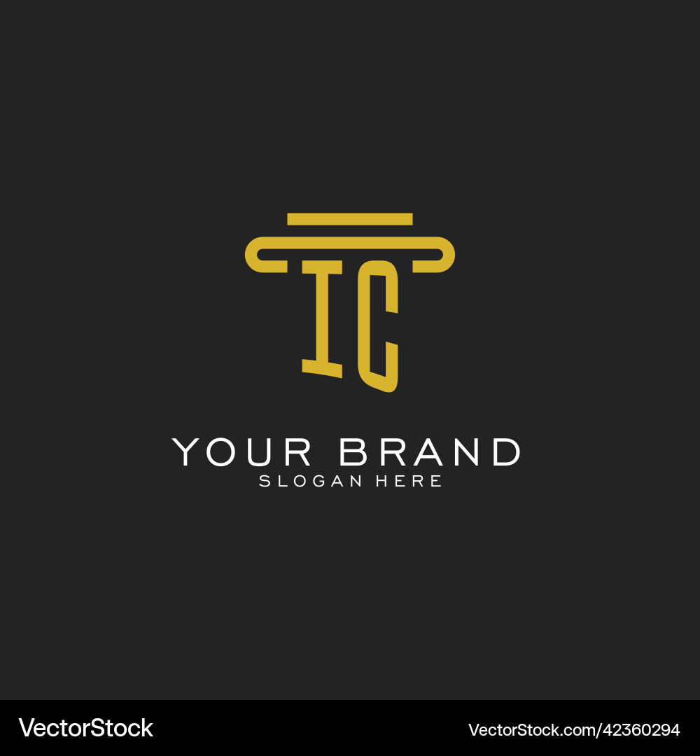 Ic initial logo with simple pillar style design Vector Image