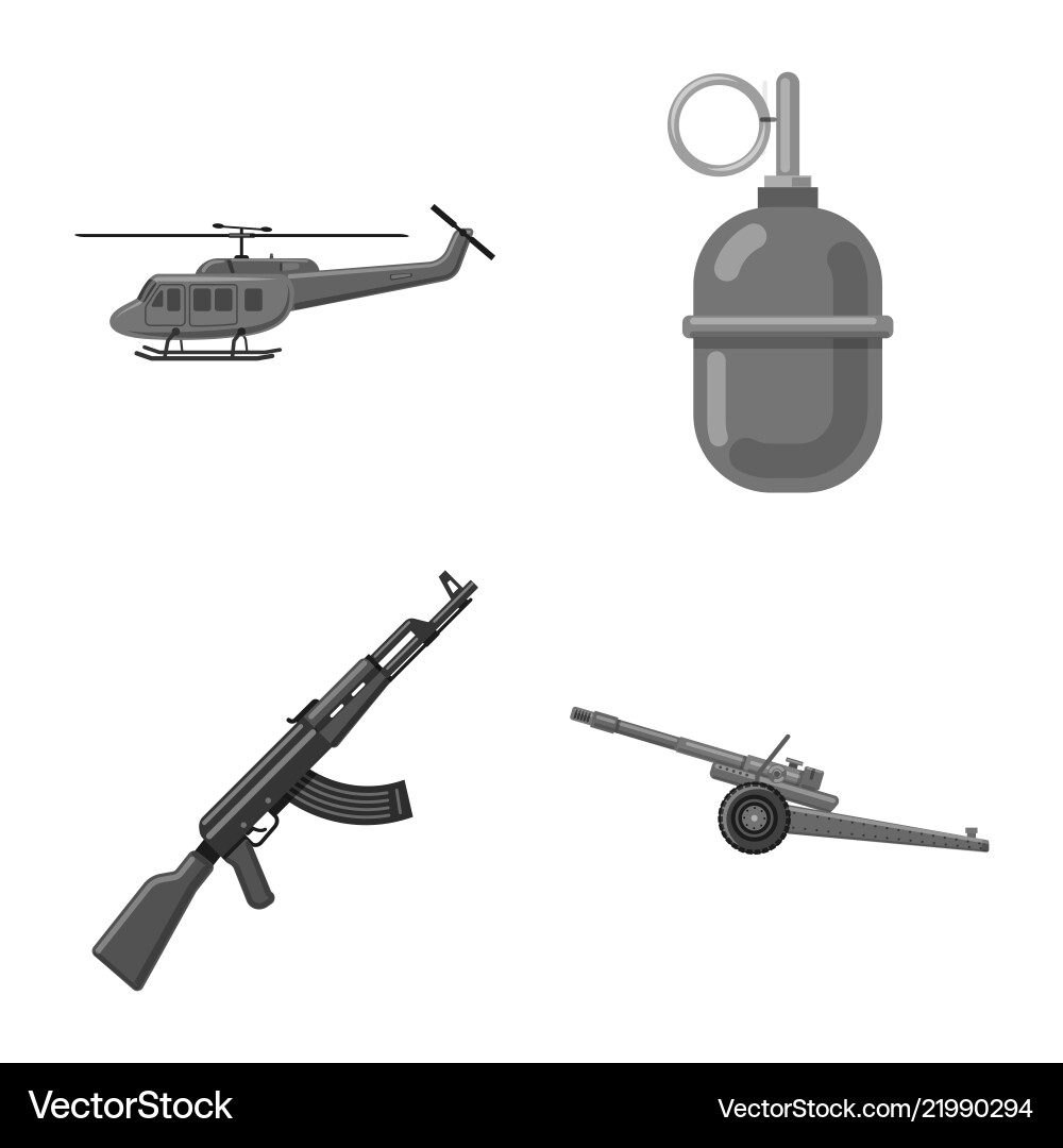 Isolated object of weapon and gun icon set Vector Image