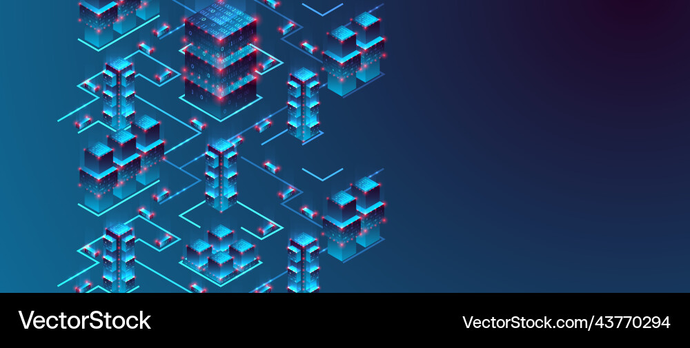Isometric big data flow processing concept cloud Isometric big data flow processing concept cloud vector image