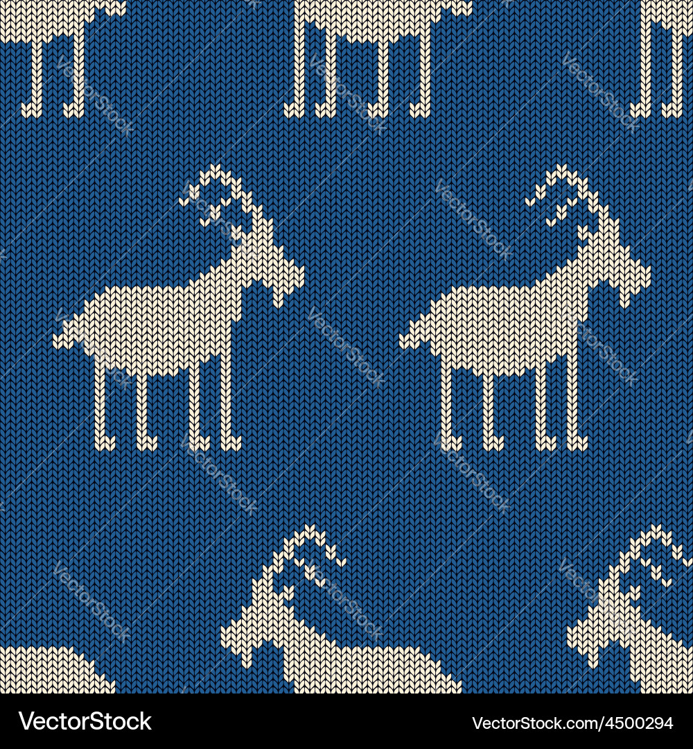 Knitted seamless pattern with goat Vector Image