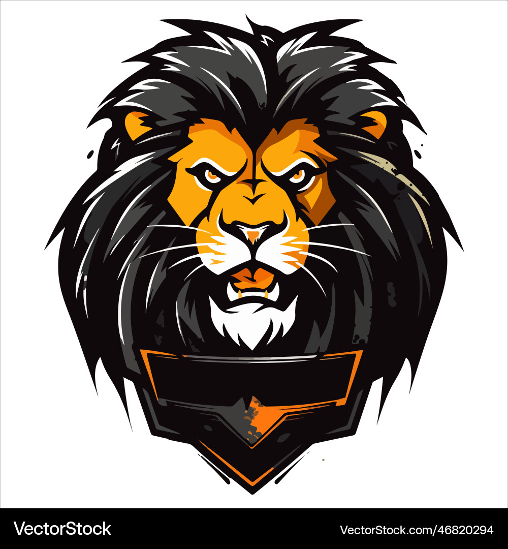 Lion head cool logo mascot esports design template Vector Image