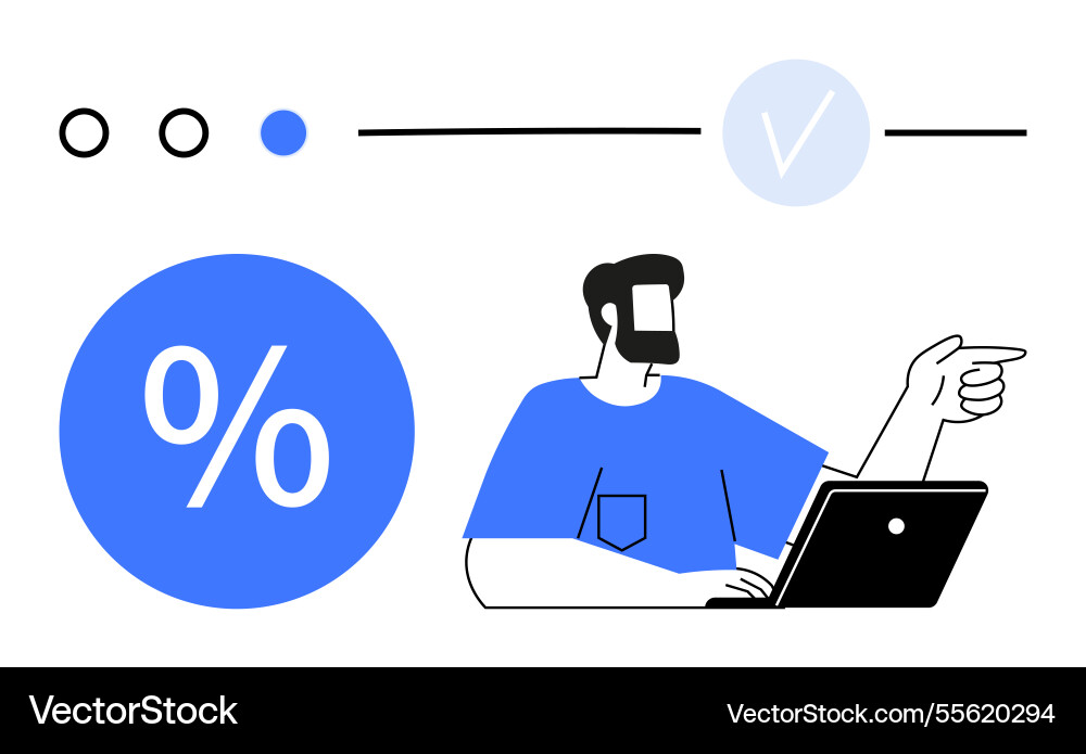 Man pointing while working on laptop Man pointing while working on laptop vector image