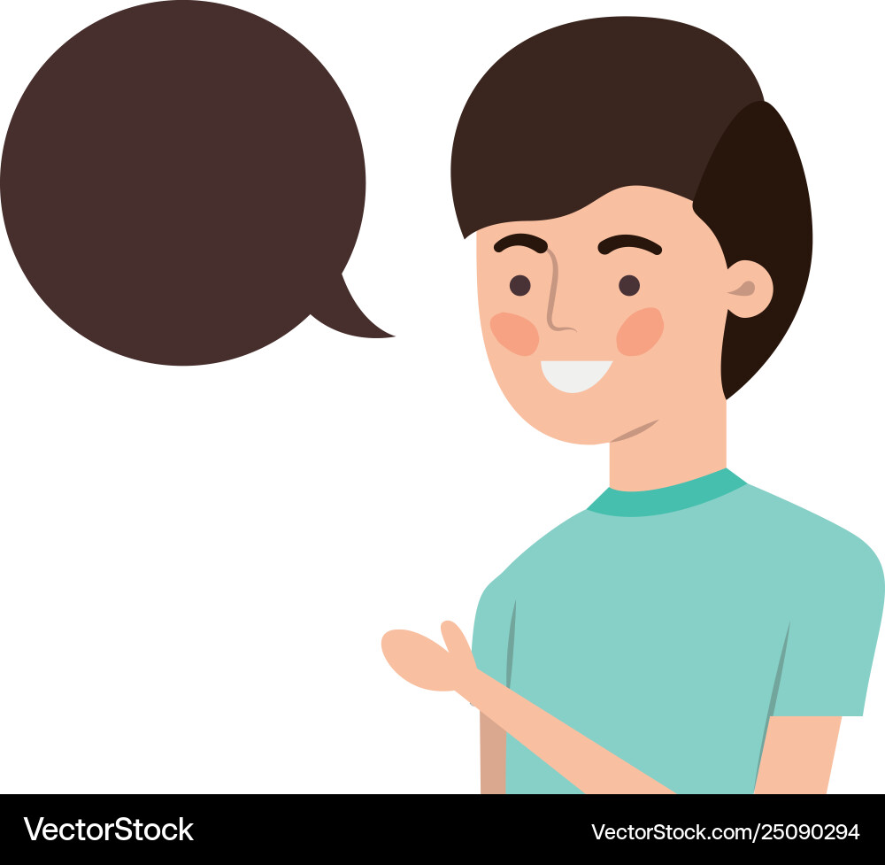 Man with speech bubble avatar character Man with speech bubble avatar character Vector Image