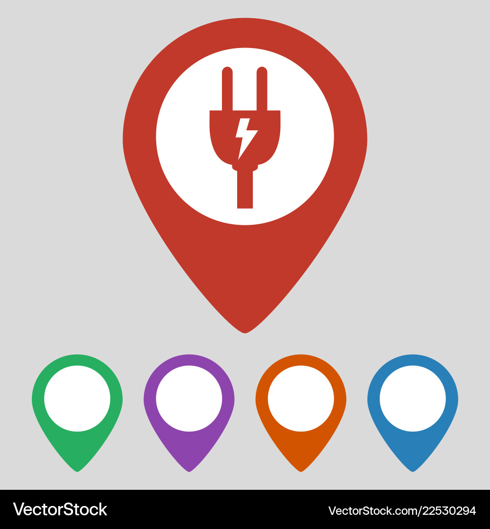 Map pointer icon with electricity symbol Map pointer icon with electricity symbol vector image