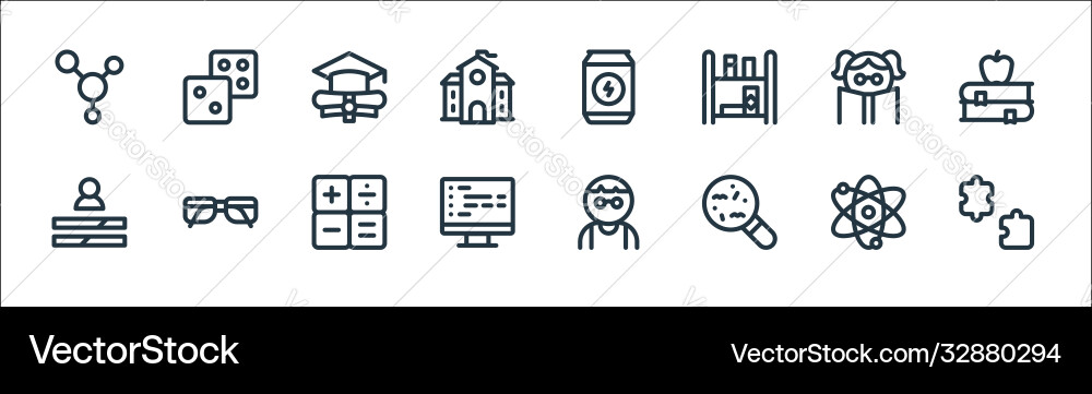 Nerd line icons linear set quality Nerd line icons linear set quality vector image