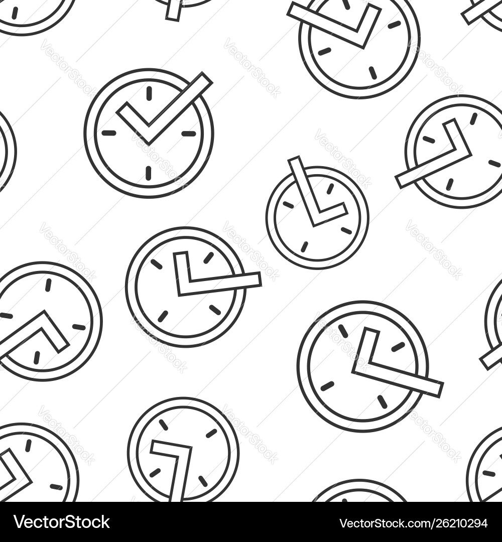 Real time icon seamless pattern background clock Real time icon seamless pattern background clock vector image