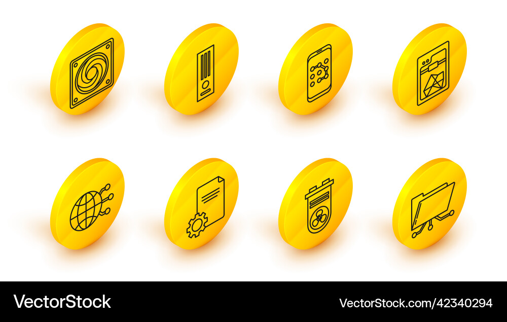 Set line folder and lock video graphic card file Set line folder and lock video graphic card file vector image