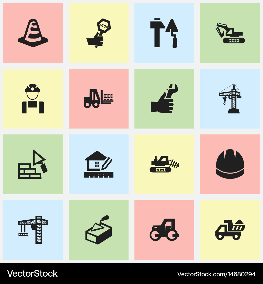 Set of 16 editable structure icons includes vector image