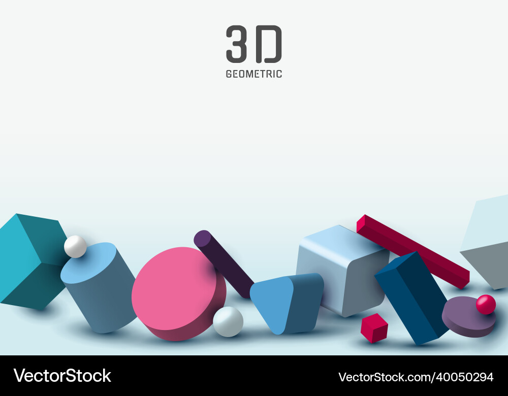 Set of 3d realistic geometric group object Set of 3d realistic geometric group object Vector Image
