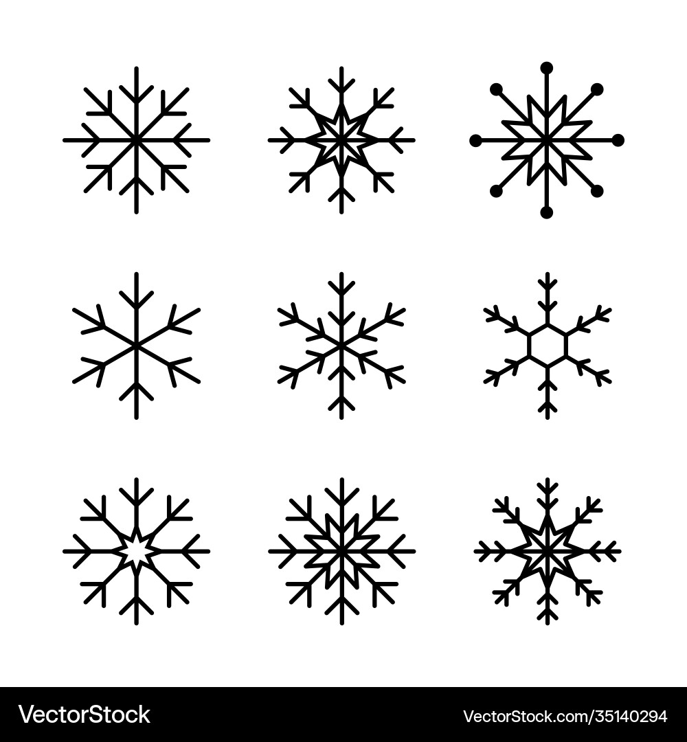Snowflake line icon isolated elements set Snowflake line icon isolated elements set vector image