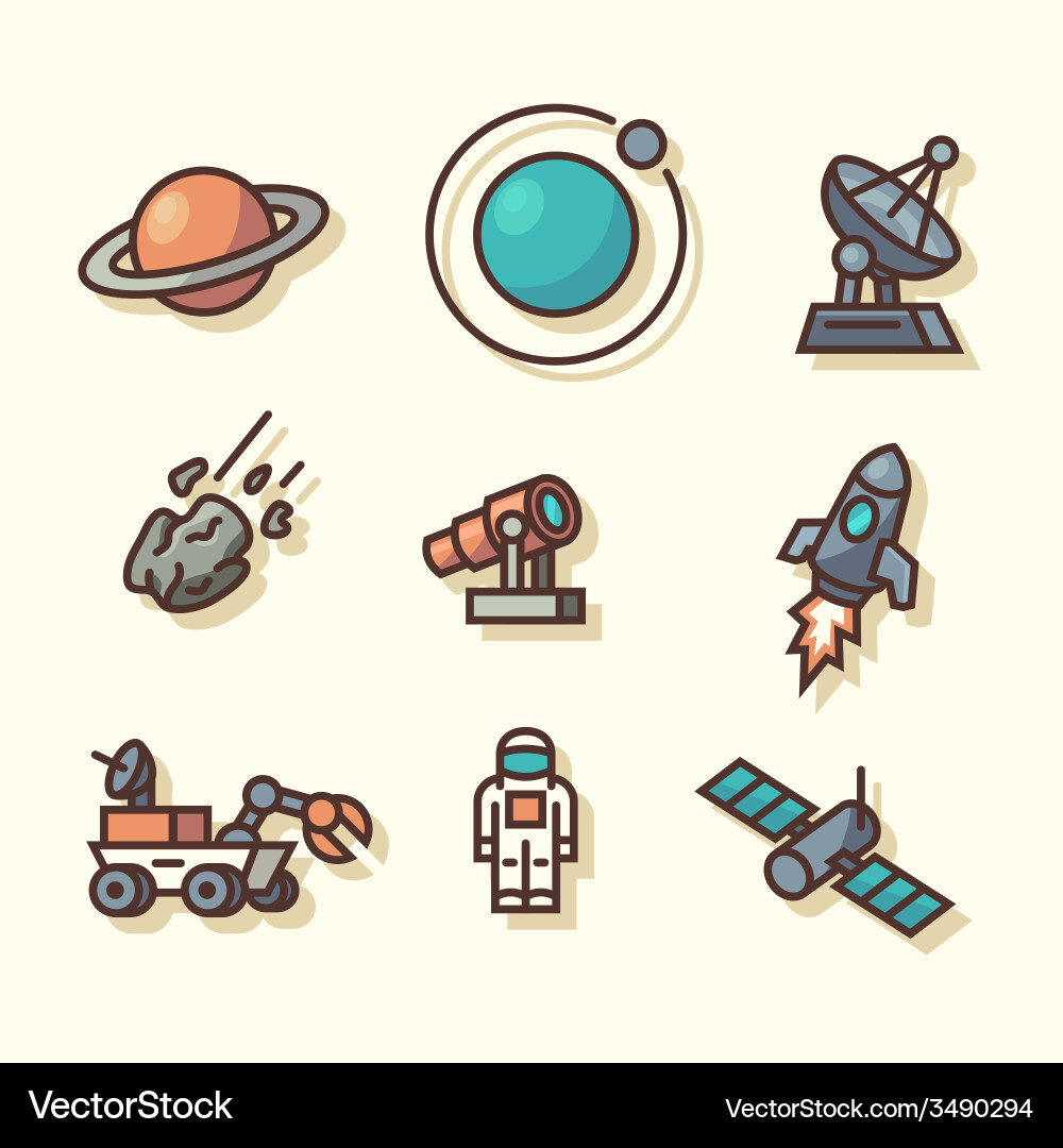 Space Icon Set Royalty Free Vector Image - VectorStock