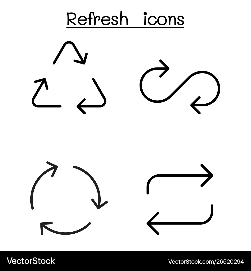 Thin Line Refresh Icon Set vector image