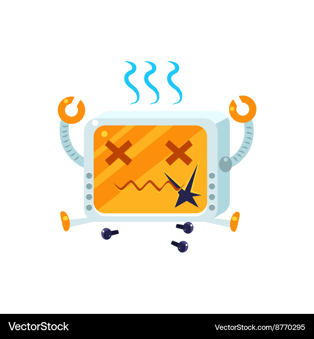 Broken little robot character vector image