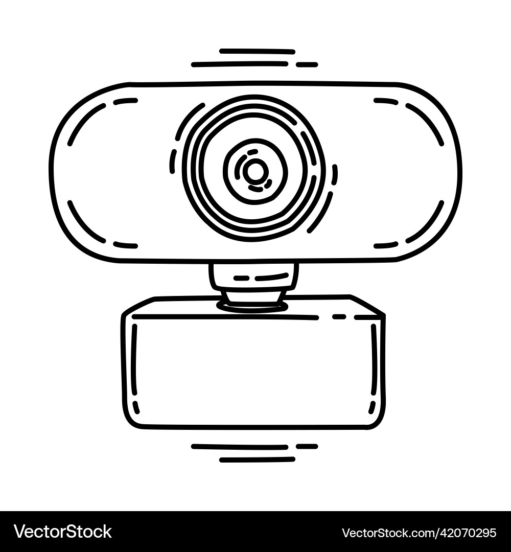 Computer webcam icon doodle hand drawn or outline Vector Image