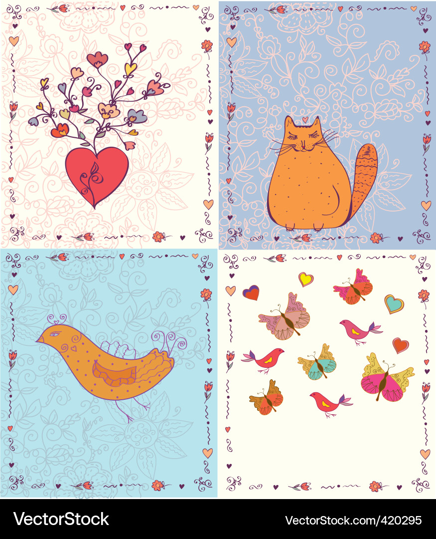 Cute Animal Cards Vector Image