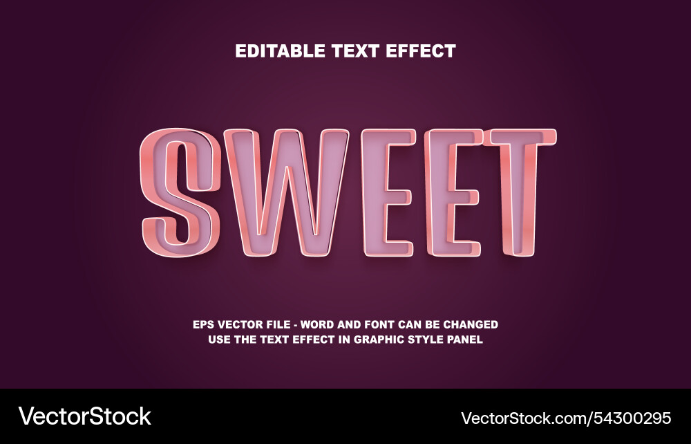 Editable text effect sweet 3d template Editable text effect sweet 3d template vector image
