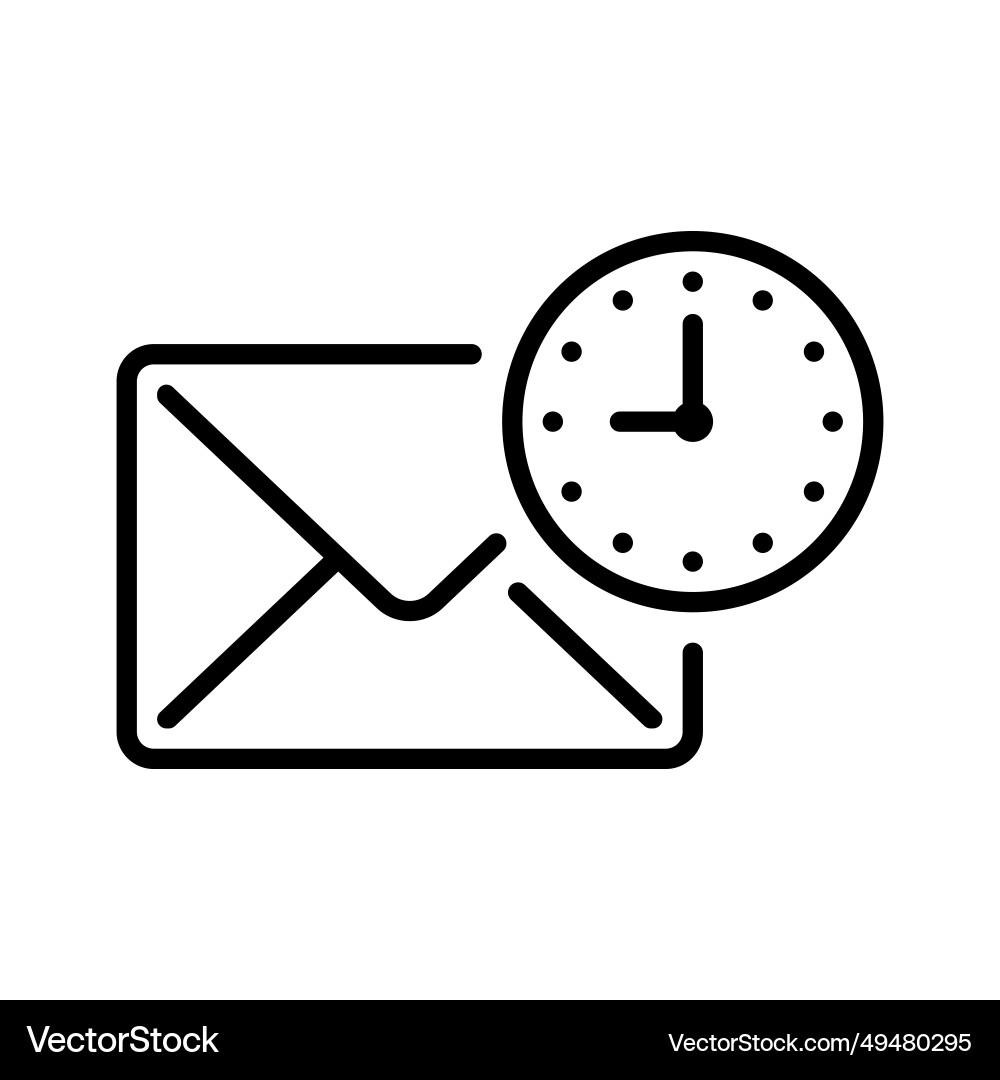 Email icon in line style with clock notification Vector Image