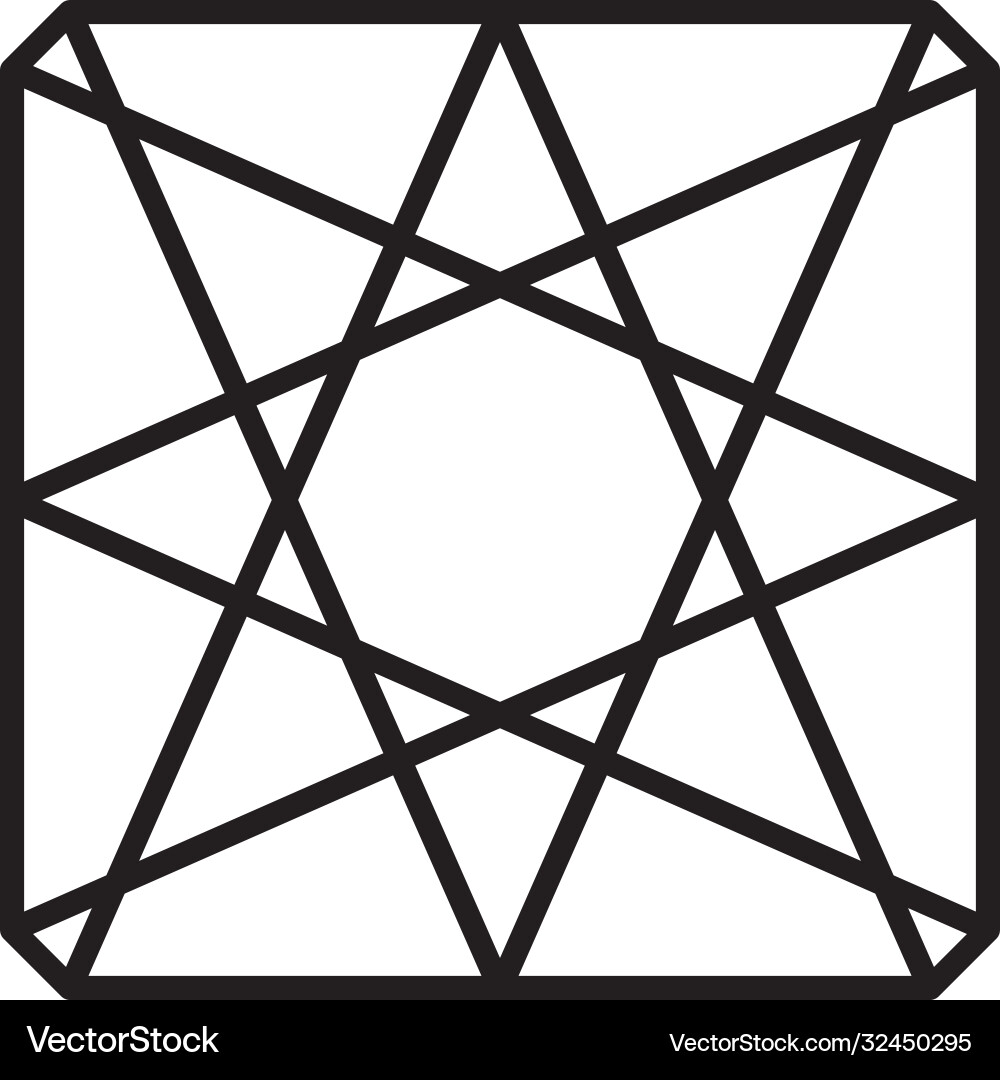 Geometric square with triangular shapes icon line Geometric square with triangular shapes icon line vector image