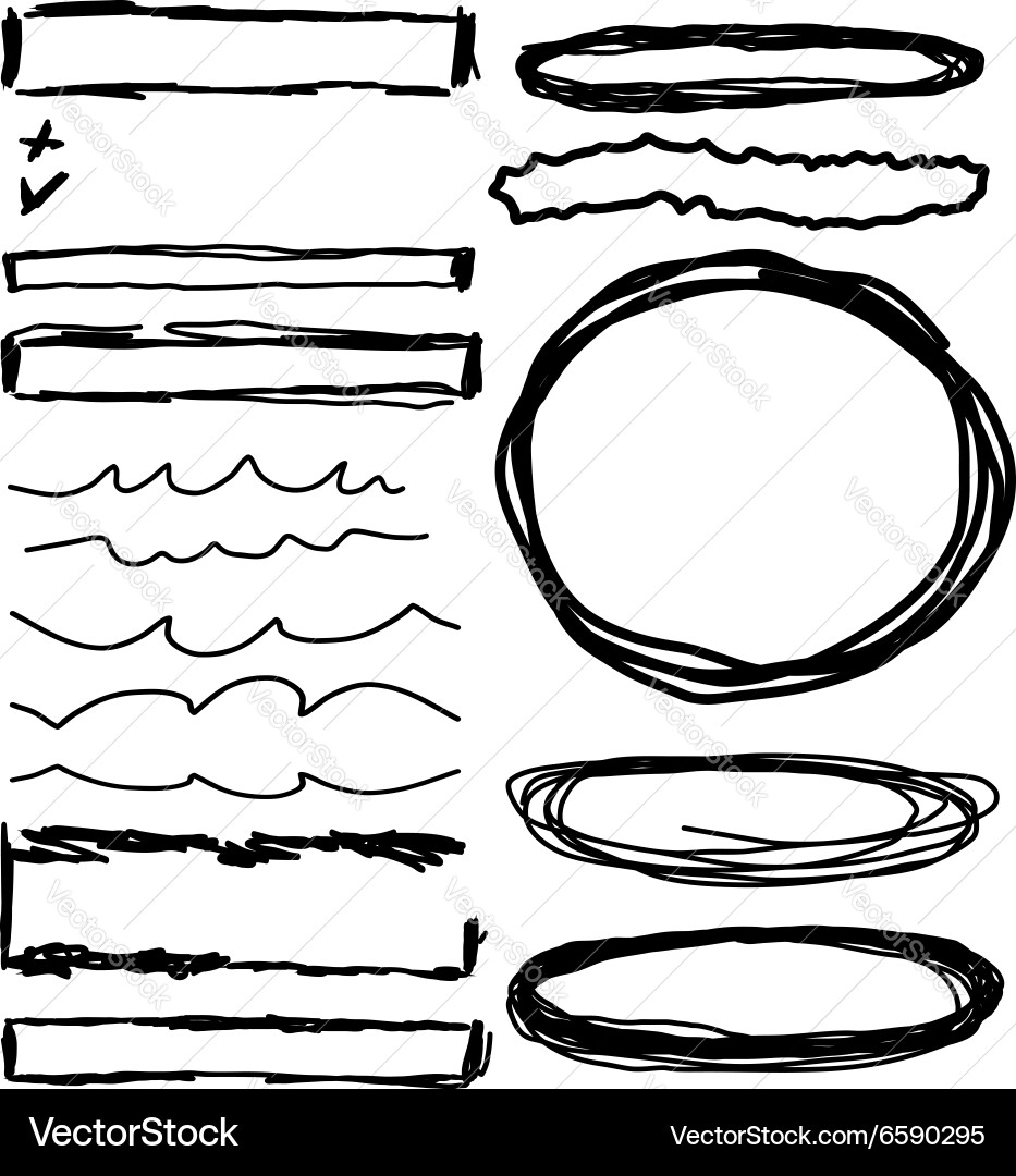 Hand drawn frames lines and circle collection vector image
