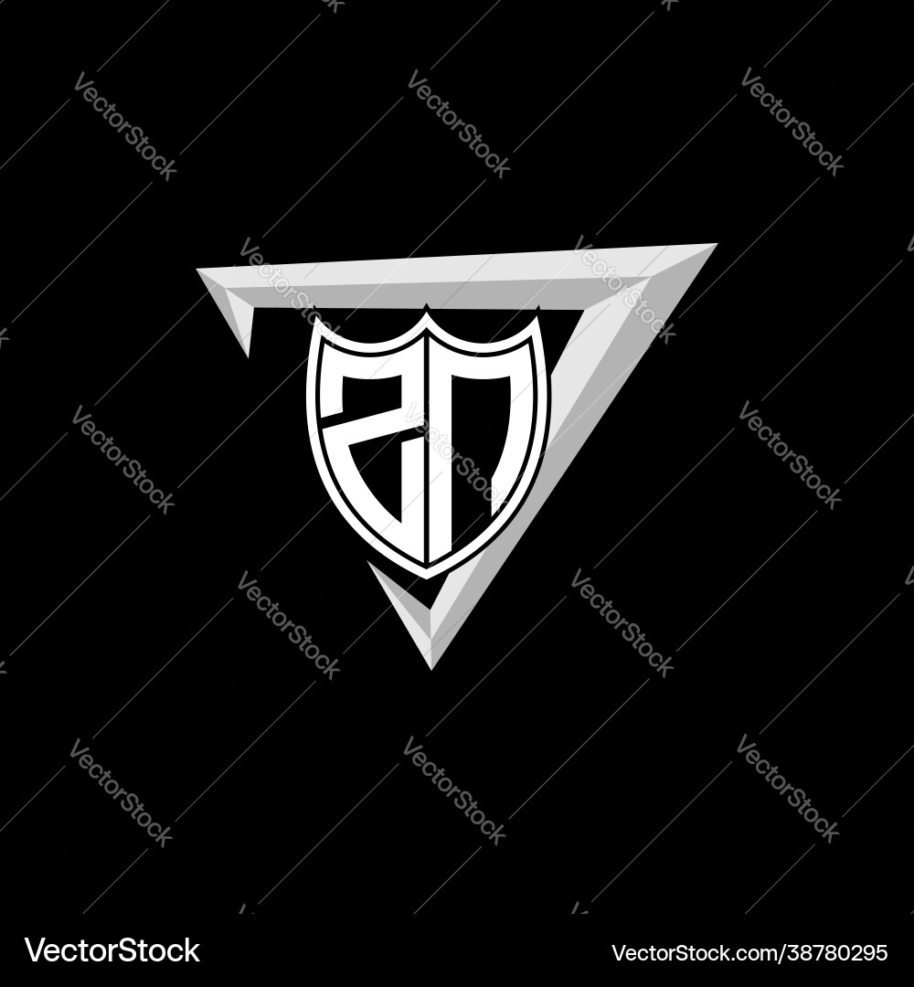 Initial letter z n shield shape with triangular Initial letter z n shield shape with triangular Vector Image