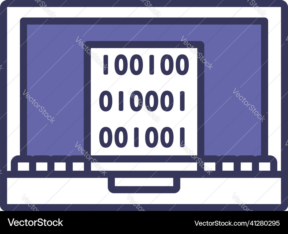 Laptop mit binärem Code-Symbol Vektorbild