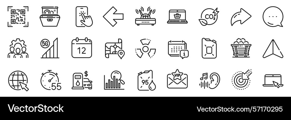 Map wifi and portable computer line icons pack Map wifi and portable computer line icons pack vector image