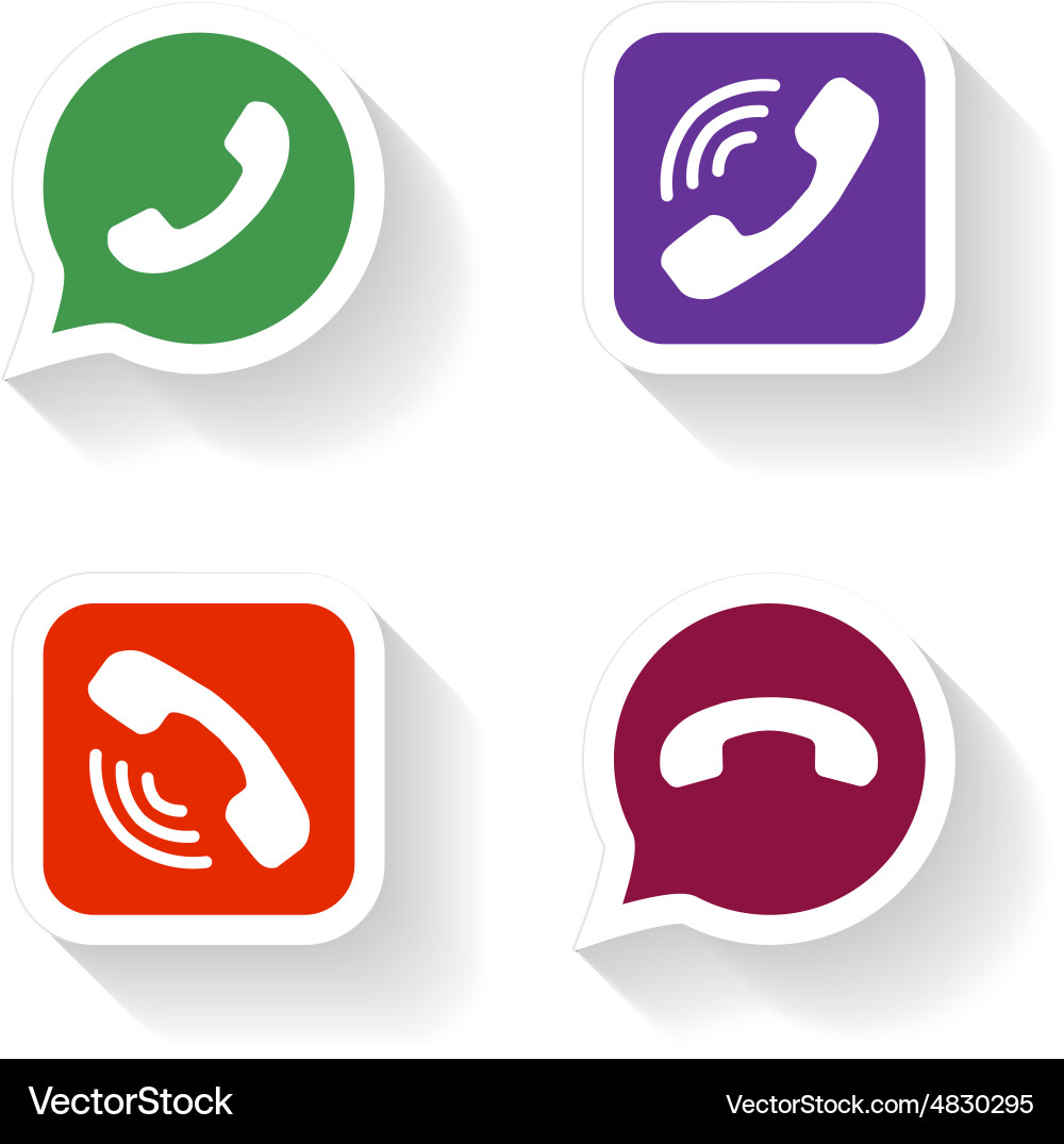 Phone icons set in speech bubble and button Vector Image
