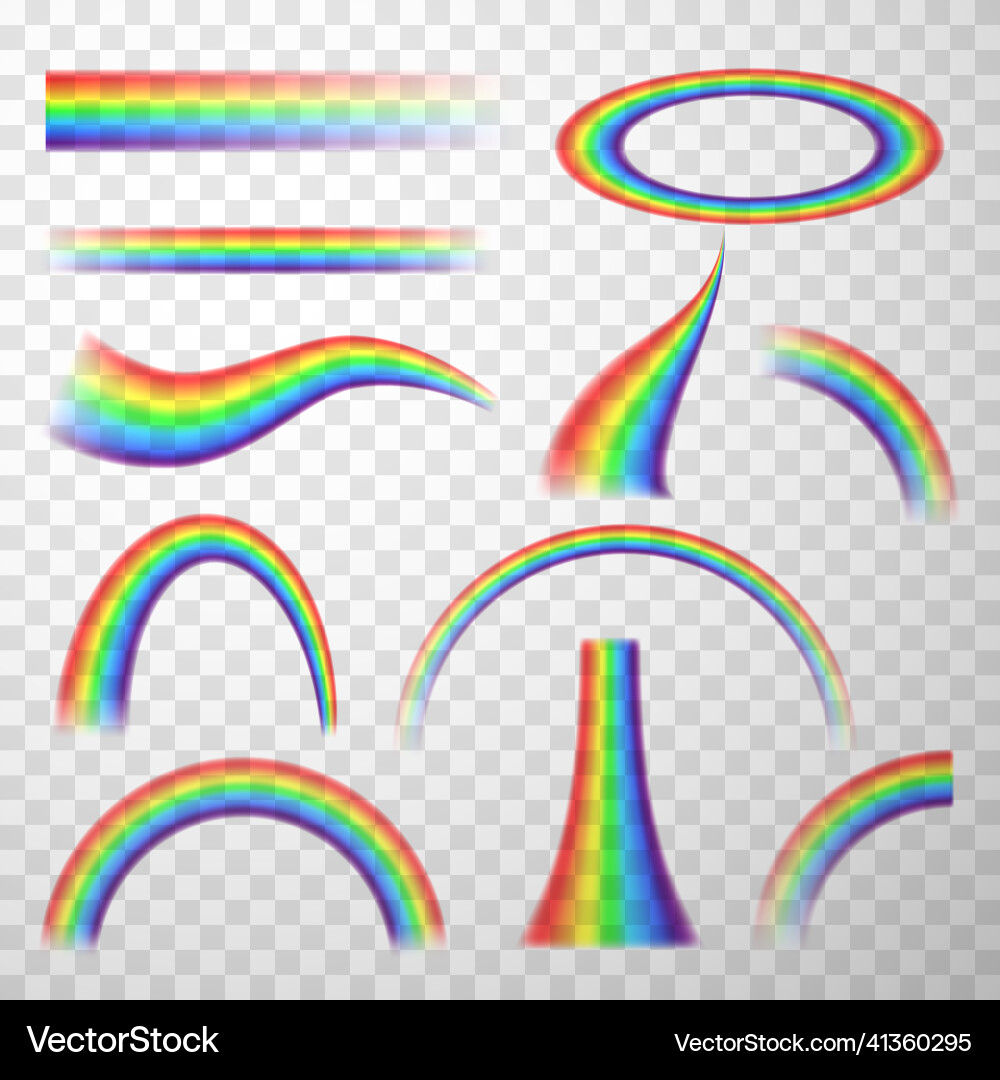 Realistic rainbow different shape collection vector image