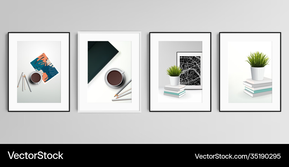 Realistic set picture frames in a4 Realistic set picture frames in a4 vector image