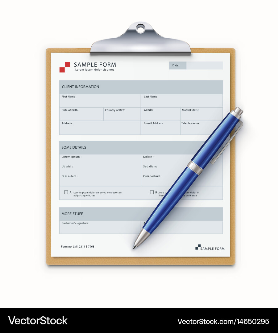 Sample form mock-up vector image