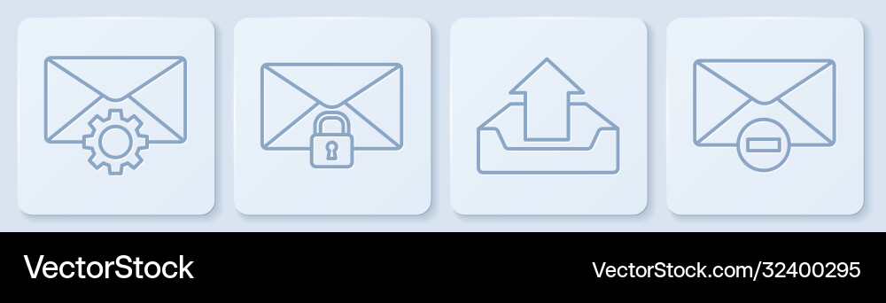 Set line envelope setting upload inbox mail Set line envelope setting upload inbox mail vector image