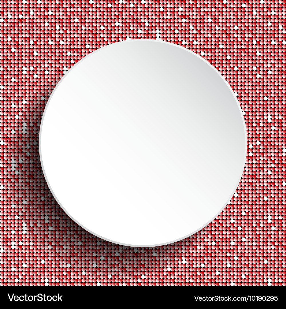 White circle button on red sequin background vector image