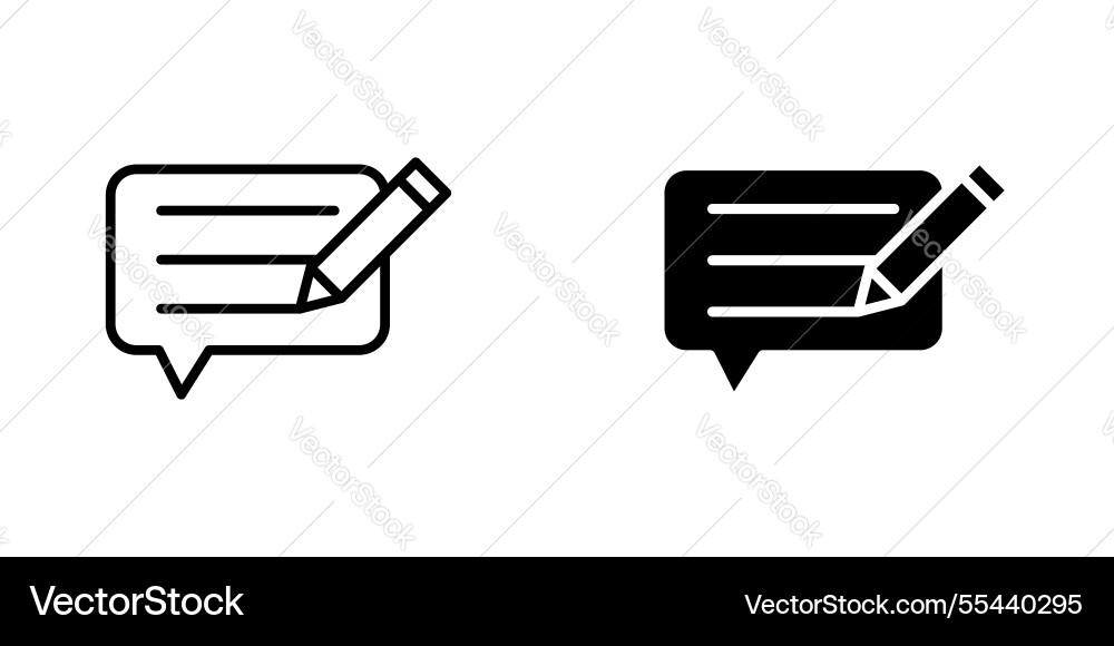 Write comment icons stroke line and black solid Write comment icons stroke line and black solid Vector Image