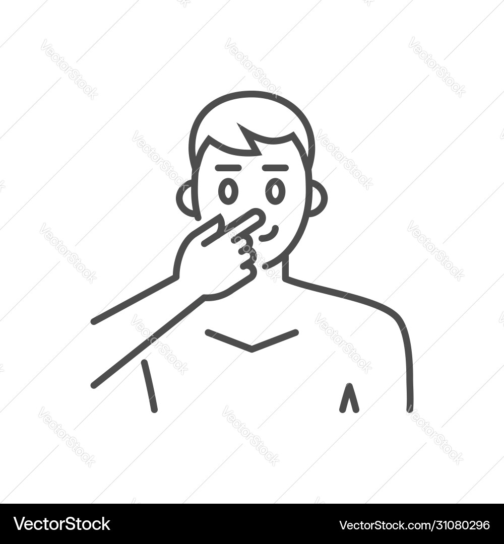 Avoid face touch related thin line icon vector image