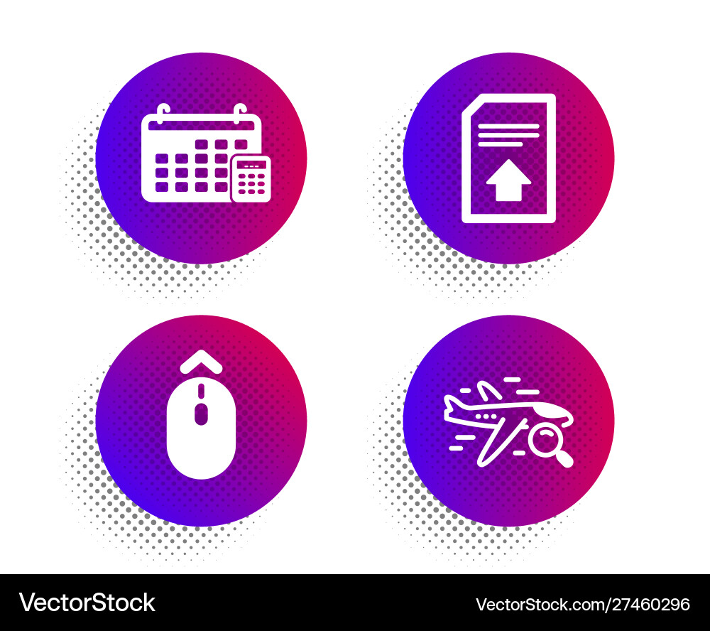 Calendar upload file and swipe up icons set Calendar upload file and swipe up icons set vector image