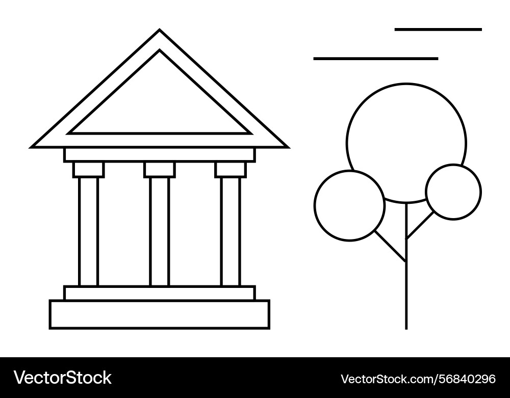 Classical building with columns and minimalist Classical building with columns and minimalist vector image