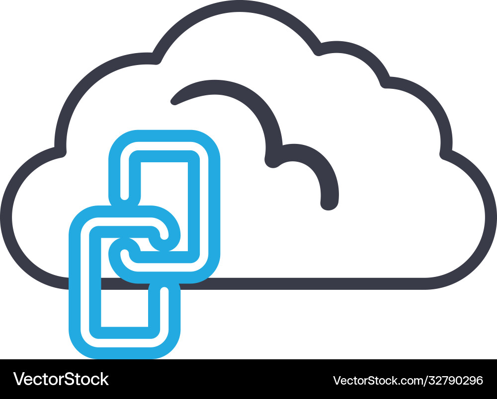 Cloud computing with chain line style icon vector image