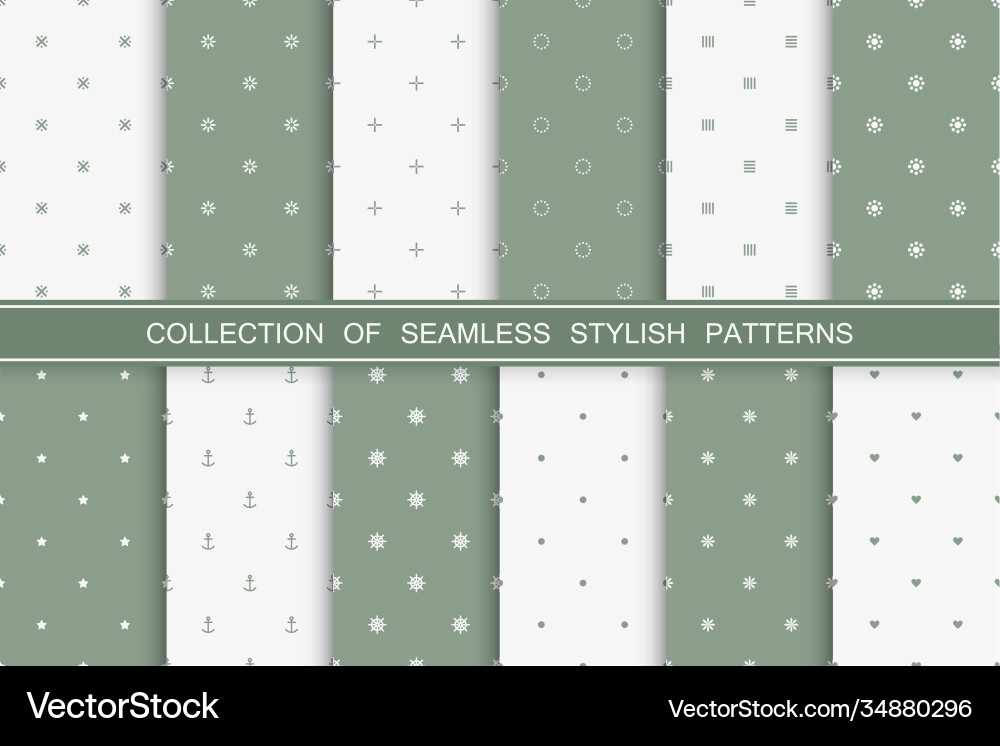 Collection simple seamless stylish patterns vector image
