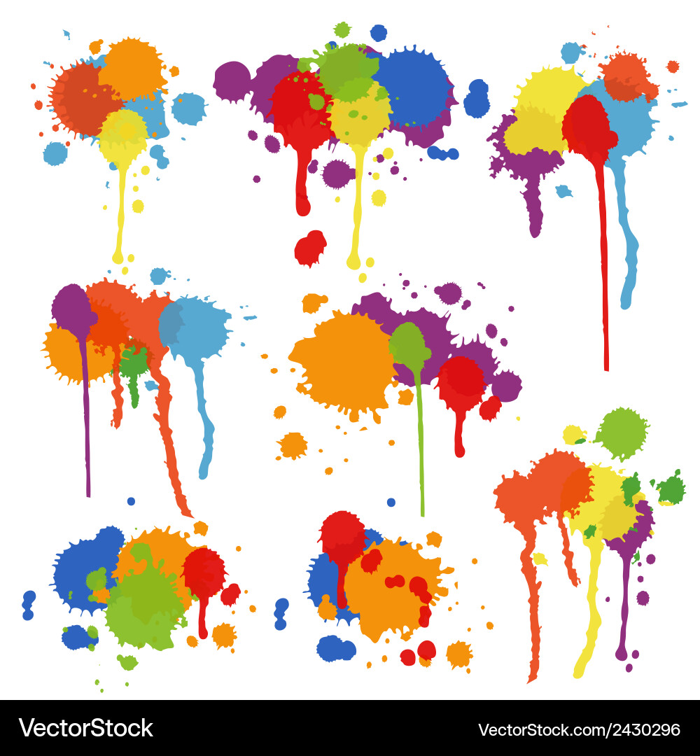 Colorful Ink Splatters & Drips vector image