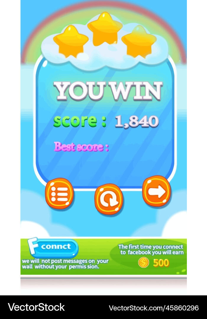 Complete set of level button game ui pop-up icon Vector Image