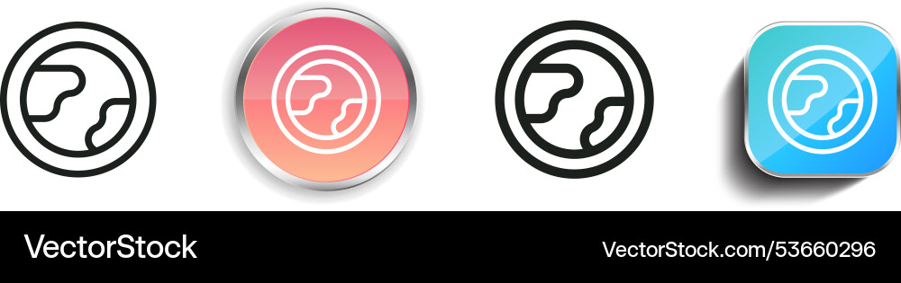 Earth icon thin linear regular and button style vector image