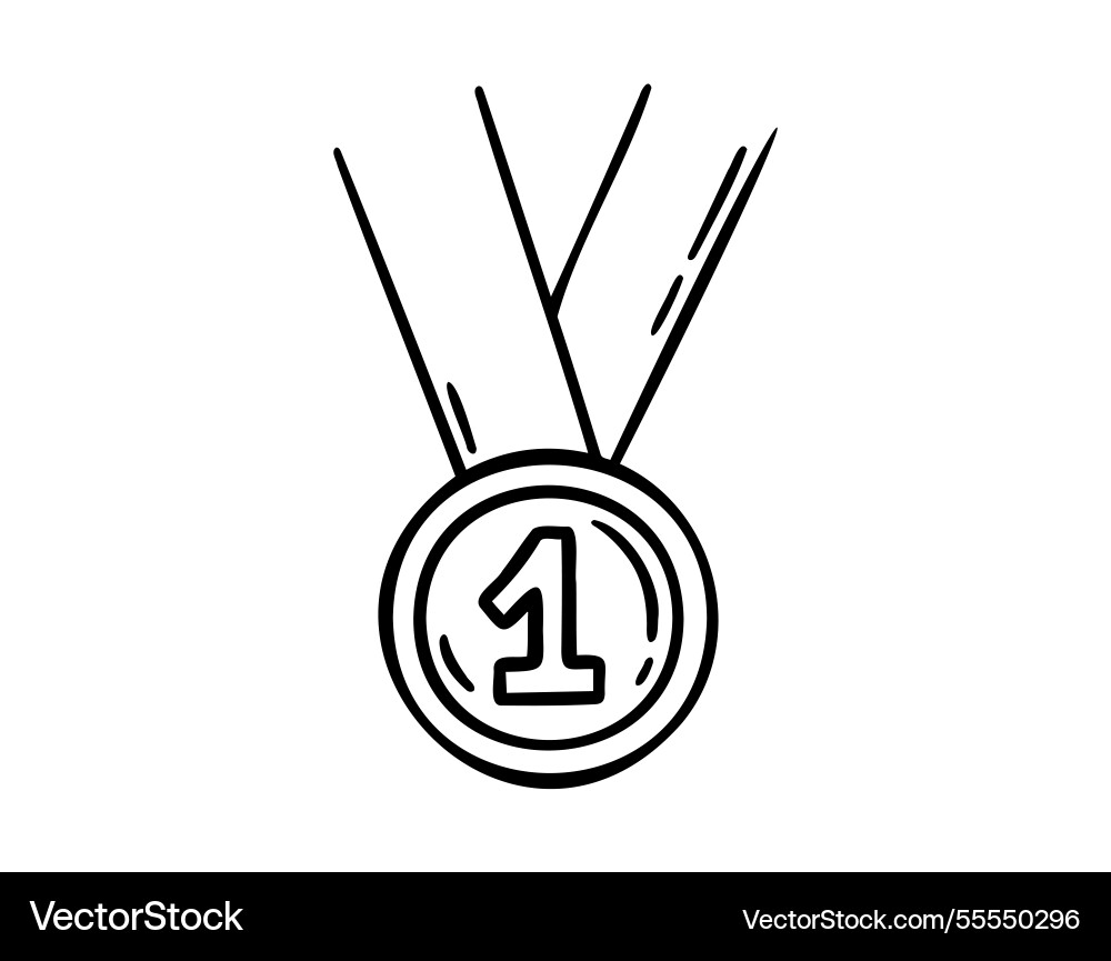 First place medal winner award doodle hand drawn First place medal winner award doodle hand drawn vector image