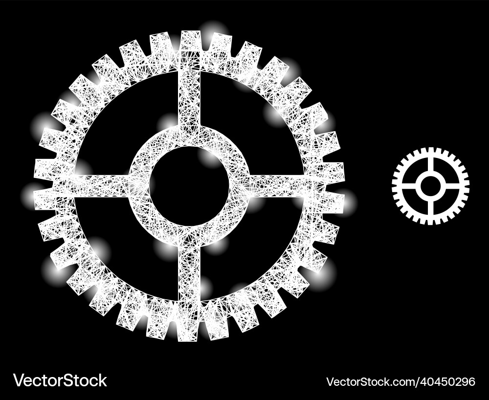 Flare net mesh clock cog with light spots Flare net mesh clock cog with light spots vector image