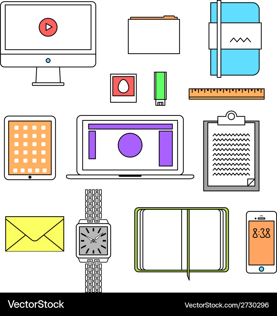 Flat design thin line icons set Vector Image