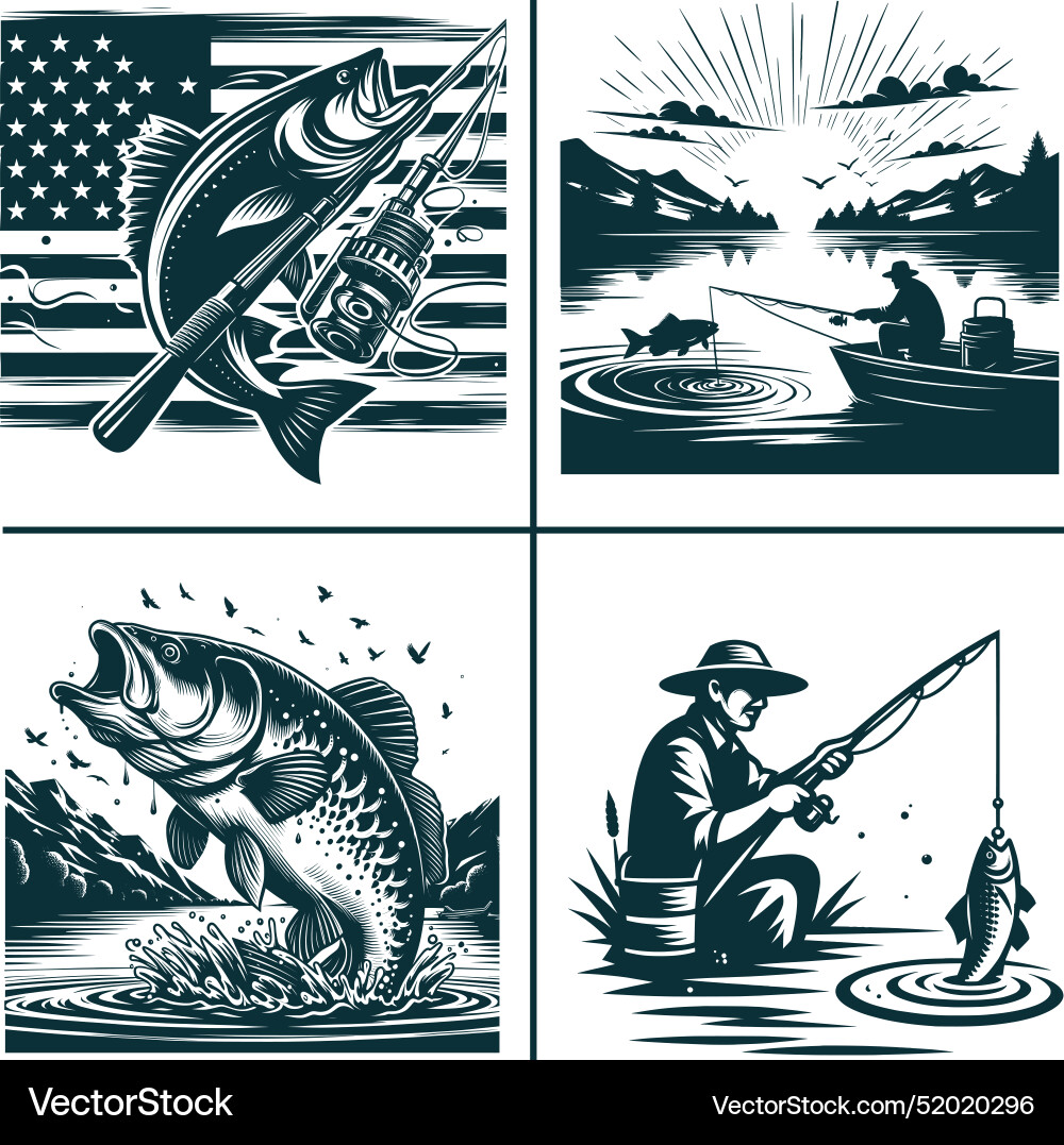 Funny fishing silhouette filesfisherman Vector Image