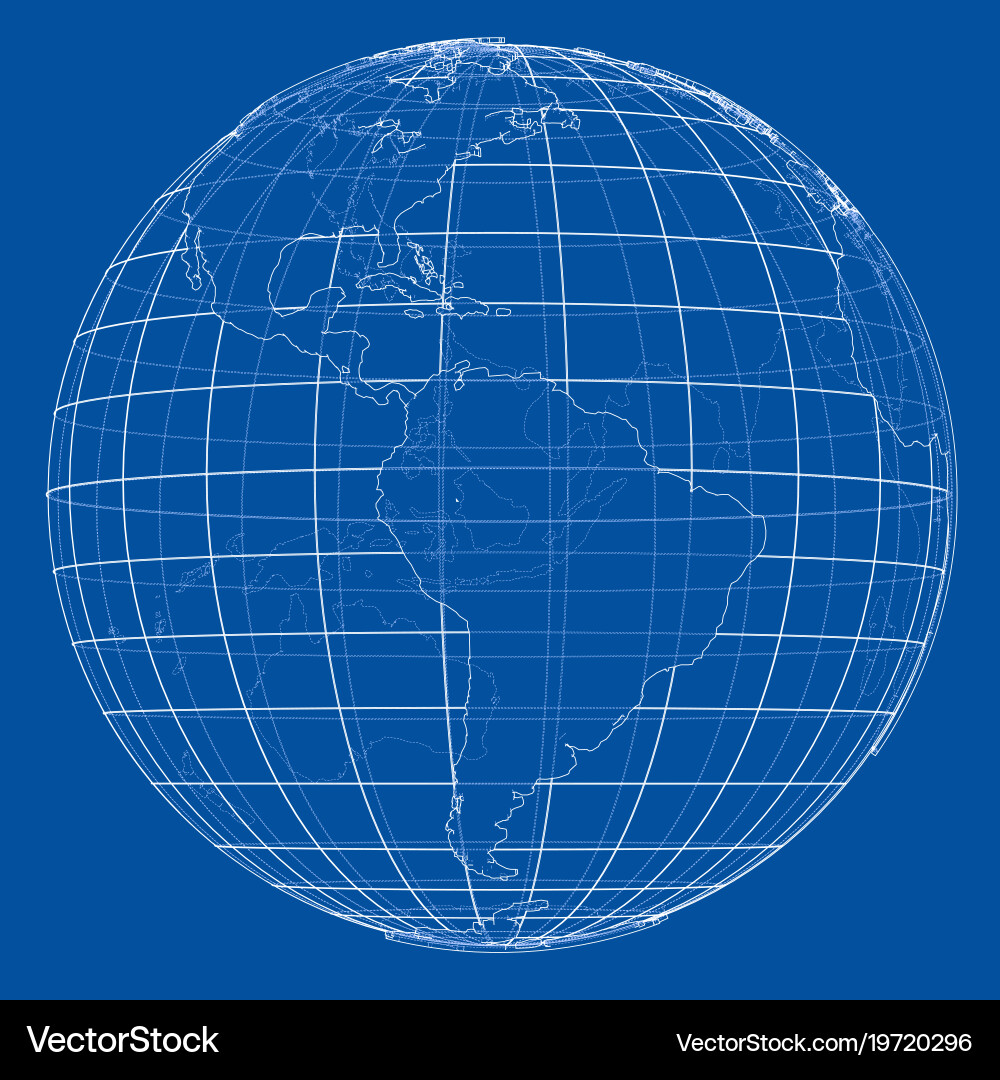 Globe contour rendering of 3d Vector Image