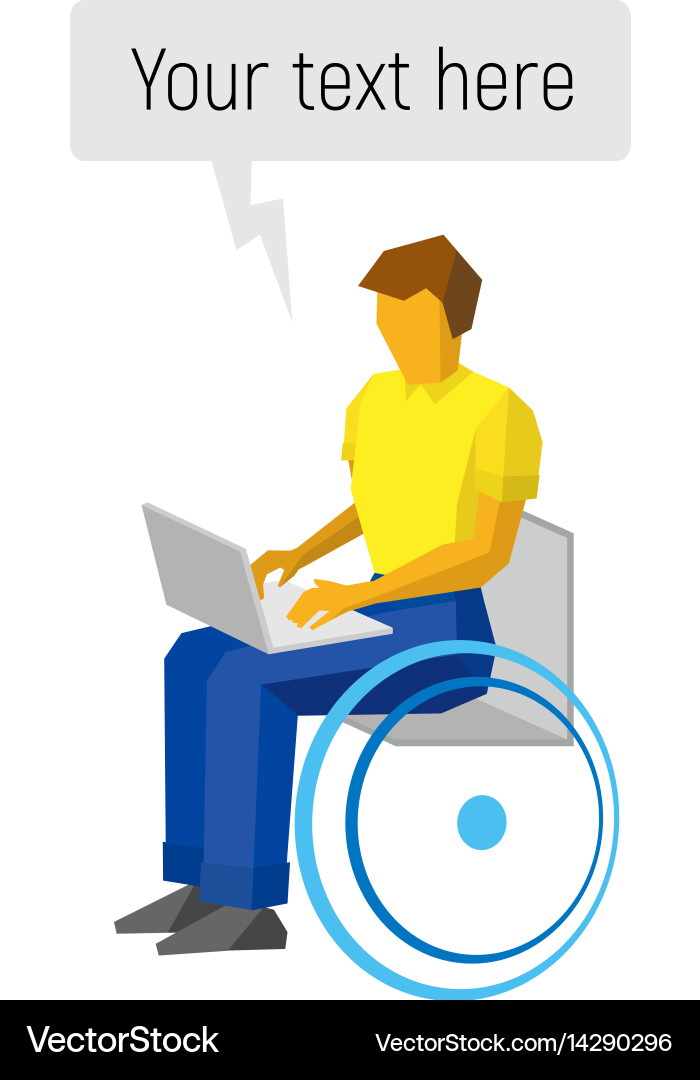 Man in wheelchair working with computer Vector Image